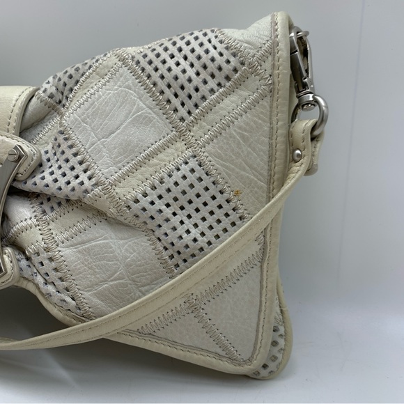 B.Mackowsky Light Gray Leather Perforated Large Clutch Handbag - Picture 5 of 16